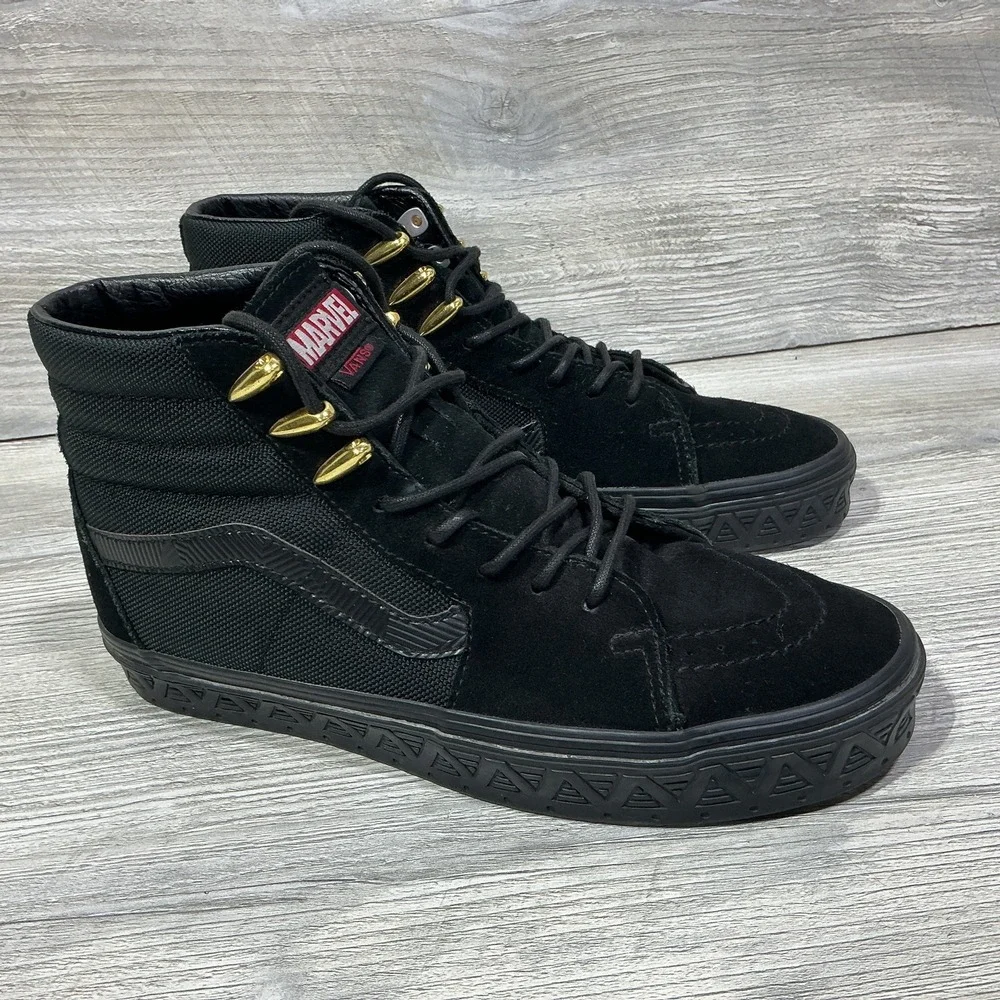 Vans x Marvel Black Panther Sk8 Hi Sneakers US Men's 7.5 Women's 9 Black 721356